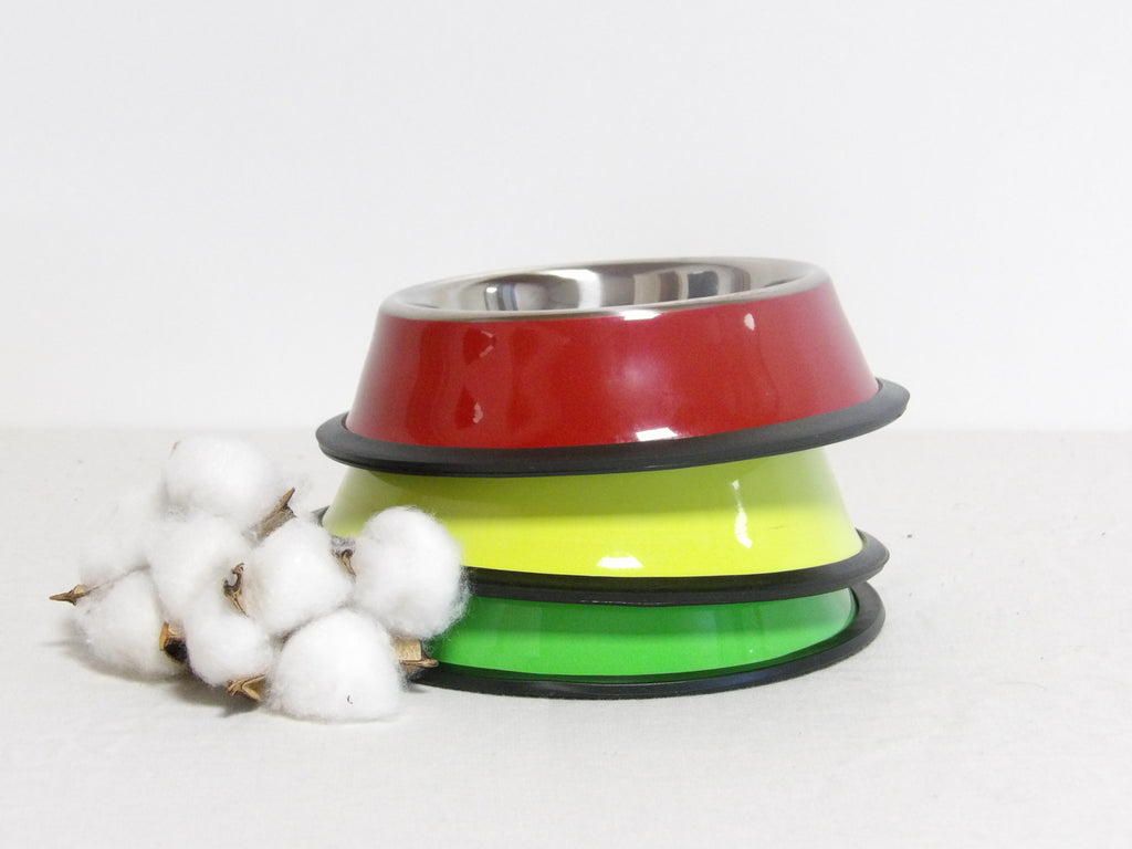 Gamelle en inox de couleur  pour Chien et chat avec Base Antidérapante