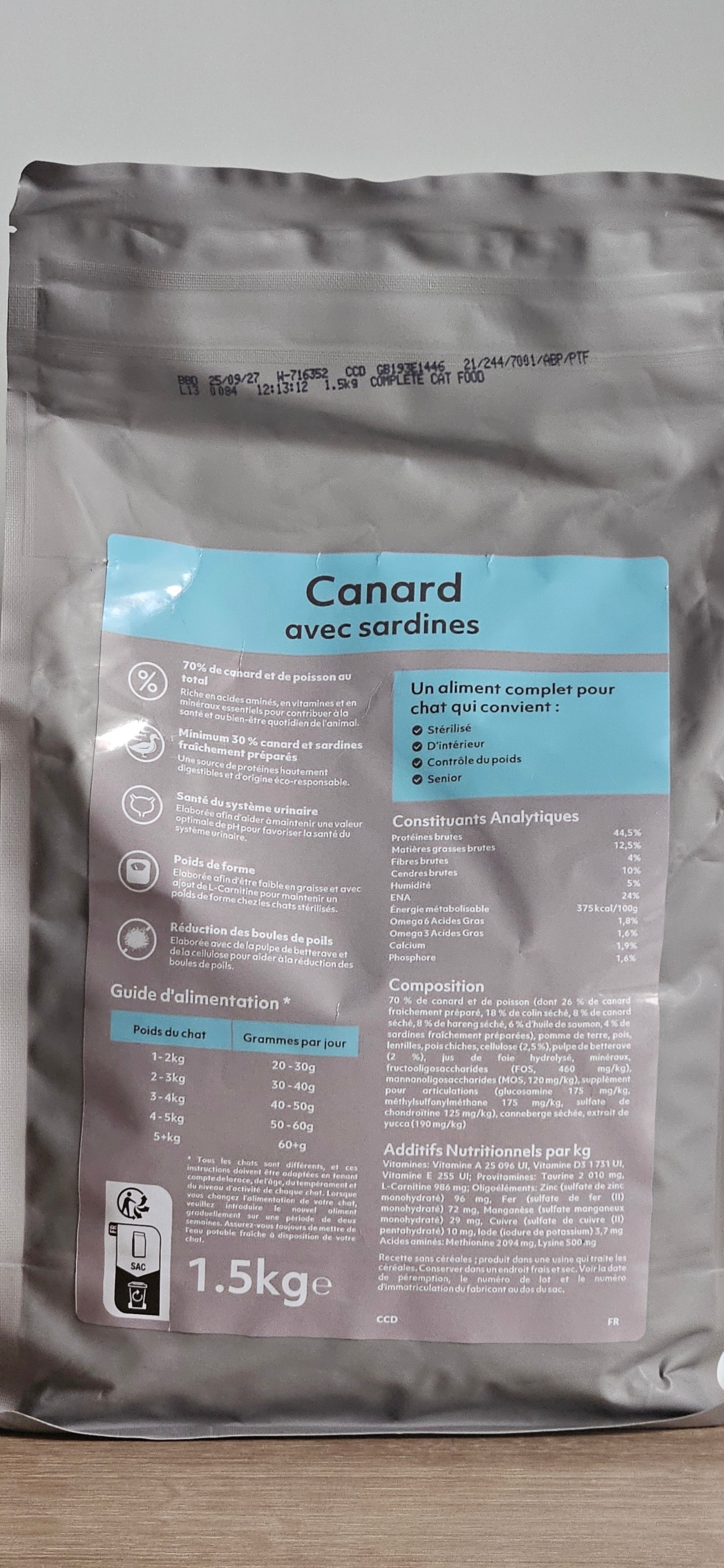 Gamme Chat Adulte Stérilisé - Canard & Sardine